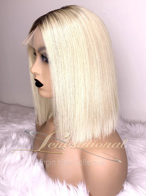 12” 1B/613 Ombré  Straight Bob Frontal Wig